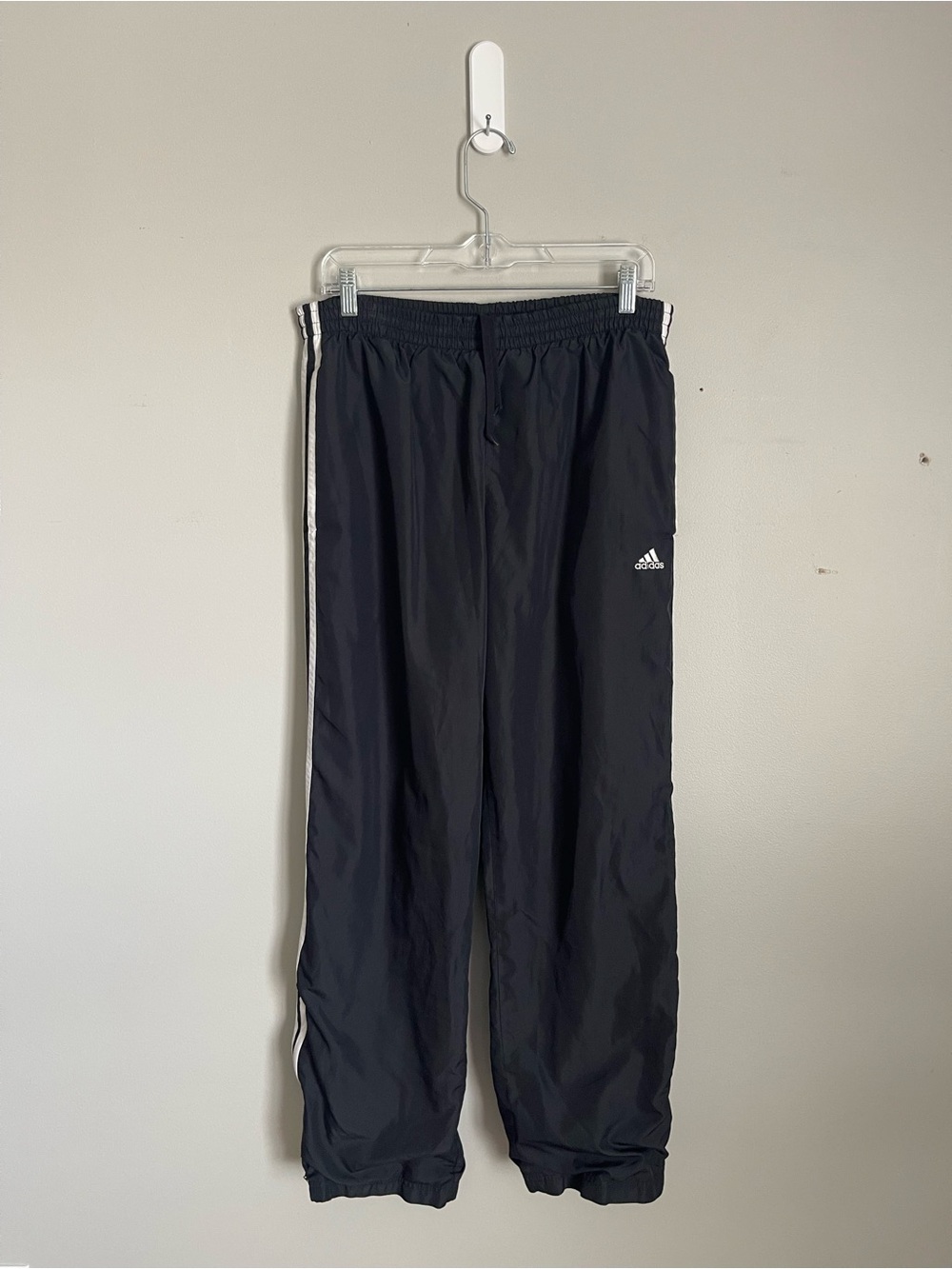ADIDAS Black Track Pants with White Side Stripes Sz M